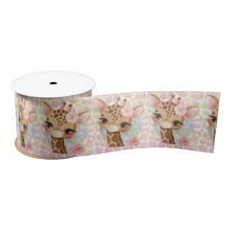 Giraffe in watercolor satin ribbon