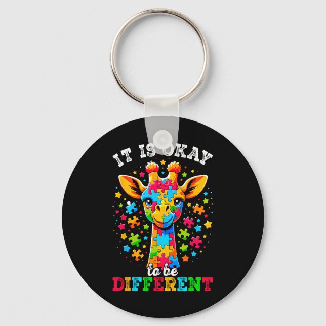 Giraffe It's Ok To Be Different Autism Awareness  Key Ring (Front)