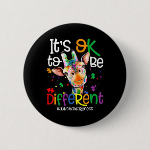 Giraffe It's Okay To Be Different Autism Awareness 6 Cm Round Badge