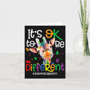 Giraffe It's Okay To Be Different Autism Awareness Card