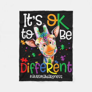 Giraffe It's Okay To Be Different Autism Awareness Fleece Blanket