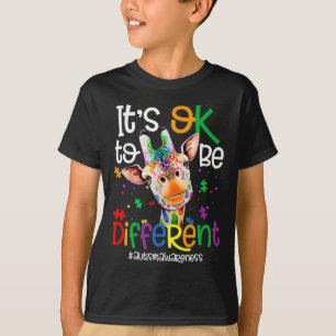 Giraffe It's Okay To Be Different Autism Awareness T-Shirt