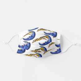 Giraffe jumping over moon whimsical blue moon cloth face mask