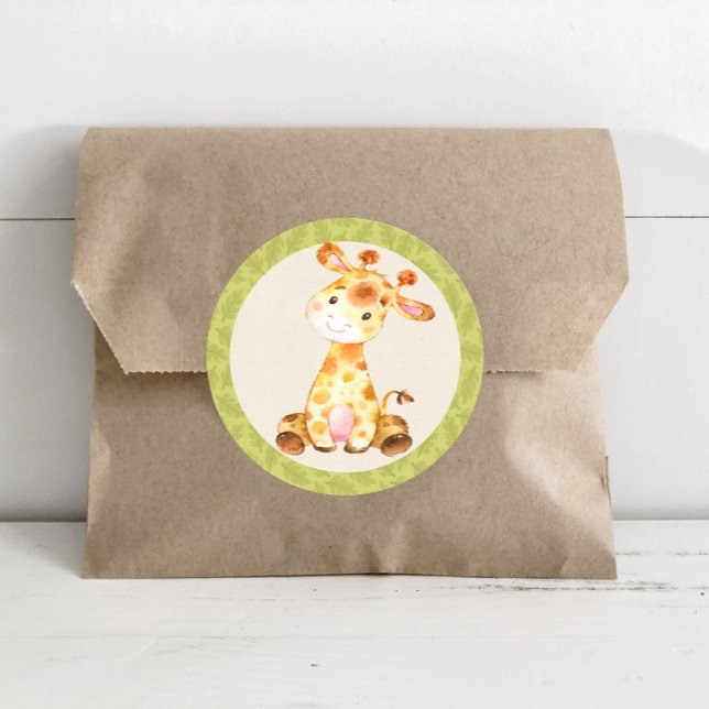 Giraffe Jungle Animals Baby Shower Favour Sticker (Creator Uploaded)