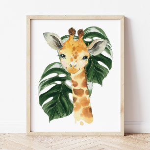 Giraffe, Jungle Animals, Safari Animals, Palm Leaf Poster