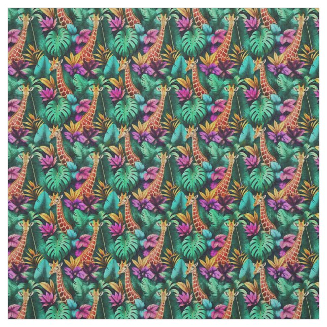 Giraffe Jungle Dreams Seamless Surface Pattern Fabric (Swatch)