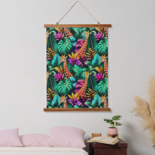Giraffe Jungle Dreams Seamless Surface Pattern Hanging Tapestry