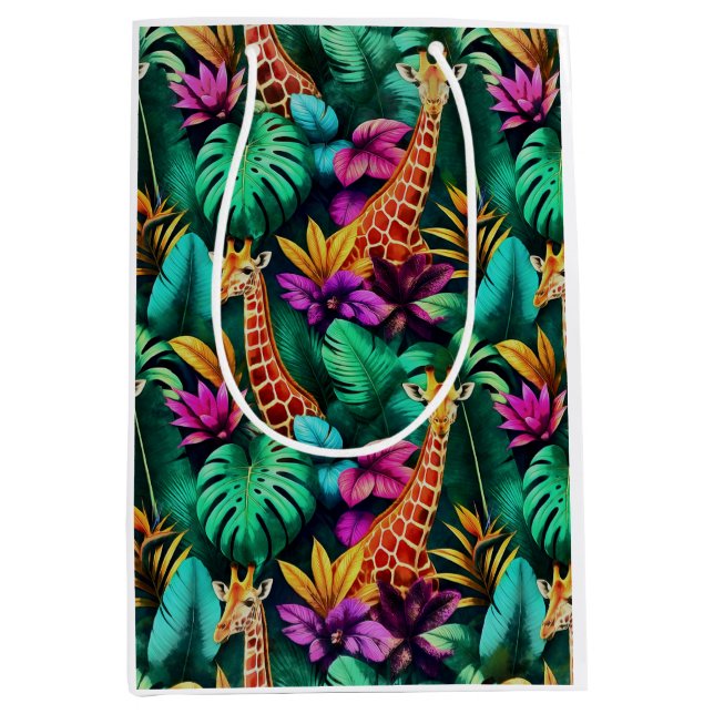 Giraffe Jungle Dreams Seamless Surface Pattern Medium Gift Bag (Front)
