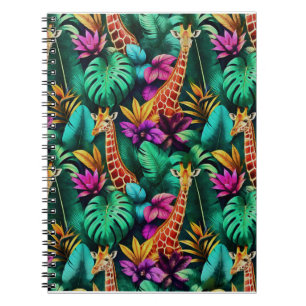 Giraffe Jungle Dreams Seamless Surface Pattern Notebook