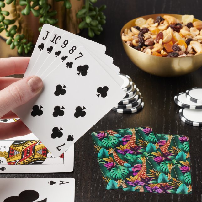Giraffe Jungle Dreams Seamless Surface Pattern Playing Cards (In Situ)