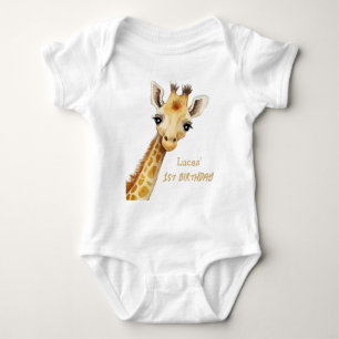 Giraffe Jungle Safari Animal First Birthday Baby Bodysuit