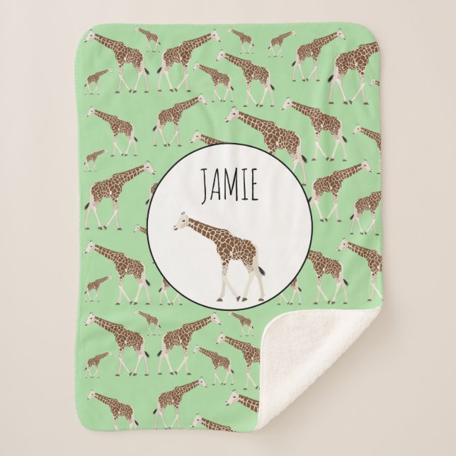 Giraffe Jungle Safari Animal Sherpa Blanket (Front)