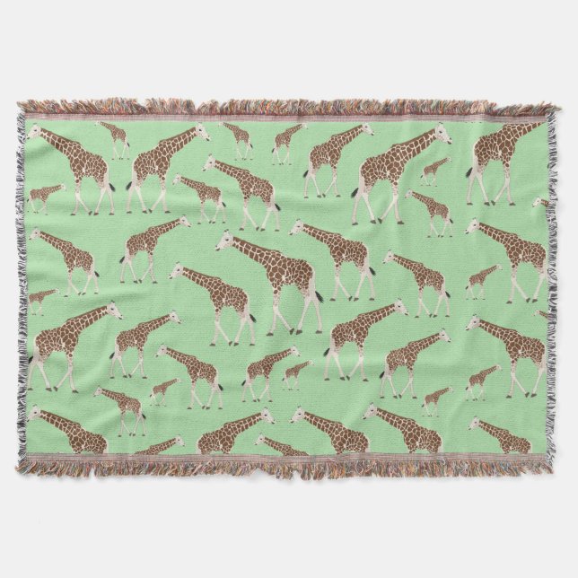 Giraffe Jungle Safari Animal Throw Blanket (Front)