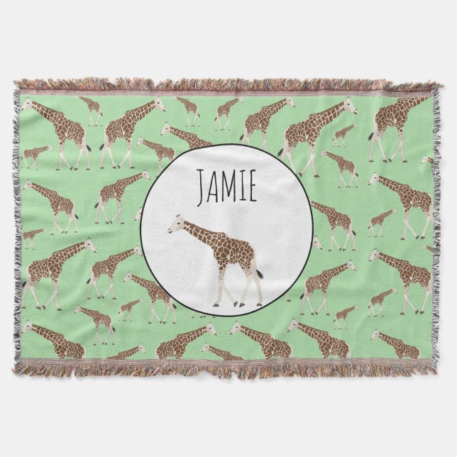 Giraffe Jungle Safari Animal Throw Blanket (Front)
