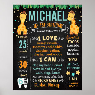 Giraffe Jungle Zoo Animals Birthday sign