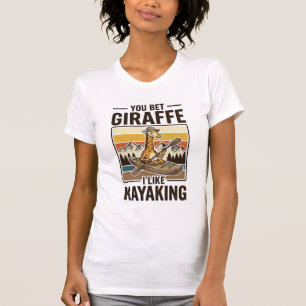 Giraffe Kayaking Vintage Funny T-Shirt Design_1