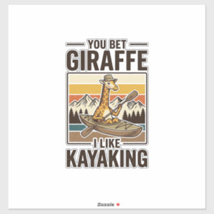 Giraffe Kayaking Vintage Funny T-Shirt Design_1