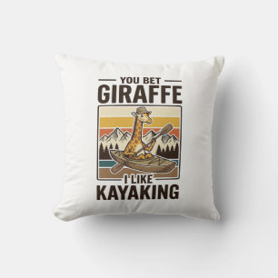 Giraffe Kayaking Vintage Funny T-Shirt Design_1 Cushion