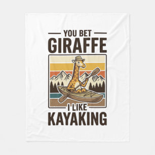 Giraffe Kayaking Vintage Funny T-Shirt Design_1 Fleece Blanket