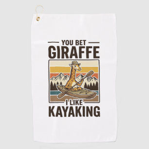 Giraffe Kayaking Vintage Funny T-Shirt Design_1 Golf Towel