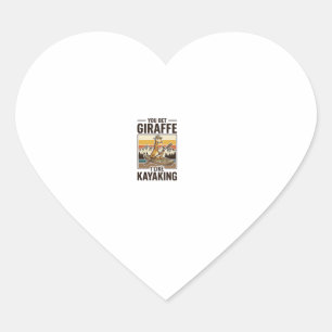 Giraffe Kayaking Vintage Funny T-Shirt Design_1 Heart Sticker