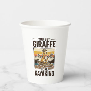 Giraffe Kayaking Vintage Funny T-Shirt Design_1 Paper Cups