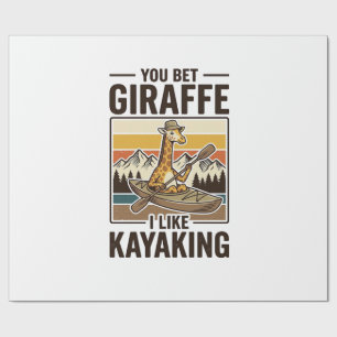 Giraffe Kayaking Vintage Funny T-Shirt Design_1 Wrapping Paper