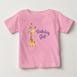 Giraffe Kids Birthday Girl Party Cute Baby T-Shirt