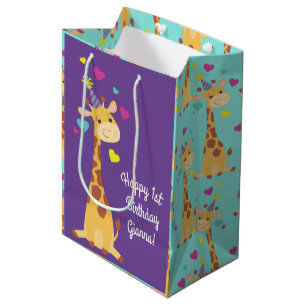 Giraffe Kids Birthday Party Cute Medium Gift Bag
