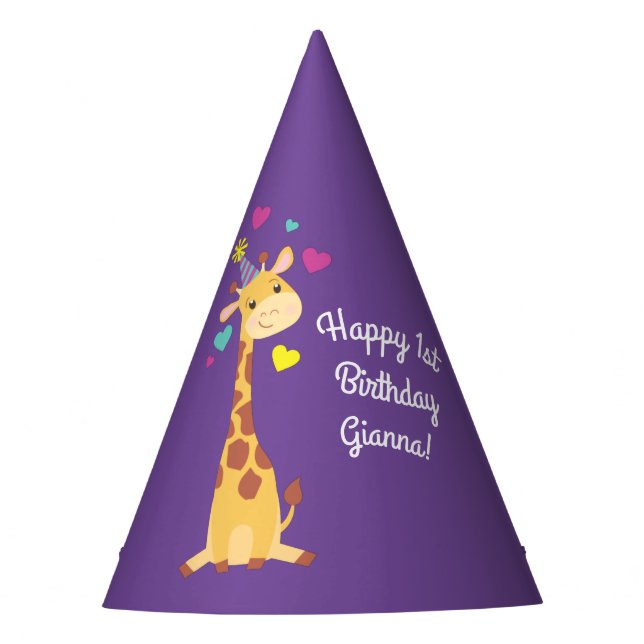 Giraffe Kids Birthday Party Cute Party Hat (Front)