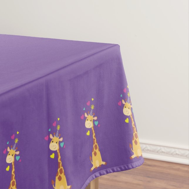Giraffe Kids Birthday Party Cute Tablecloth (In Situ)