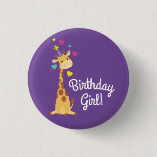 Giraffe Kids Party Cute Birthday Girl 3 Cm Round Badge