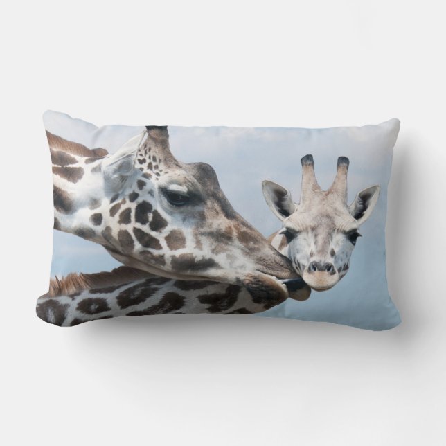 Giraffe Kisses Her Calf Lumbar Cushion (Front)