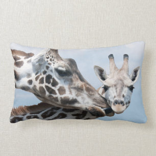 Giraffe Kisses Her Calf Lumbar Cushion