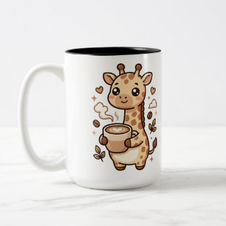 Giraffe Latte Art Kawaii Mug Two-Tone