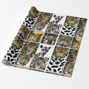 Giraffe, Leopard and Zebra Stripes and Fur Print Wrapping Paper