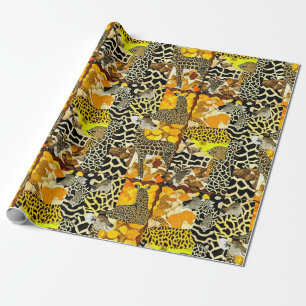 Giraffe, Leopard and Zebra Stripes and Fur Print Wrapping Paper