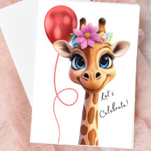 Giraffe Let’s Celebrate Greeting Card