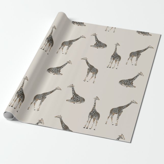 Giraffe light mocha wrapping paper (Unrolled)