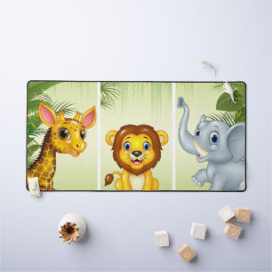 Giraffe Lion and Elephant Desk Mat