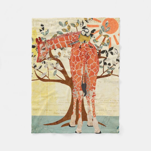 Giraffe & Little Bird Sunny Day Fleece Blanket (Front)