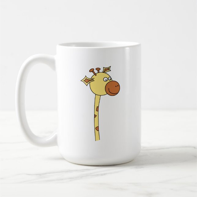 Giraffe Looking Sideways. Cartoon. Coffee Mug (Left)