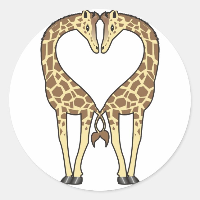 Giraffe Love Classic Round Sticker (Front)