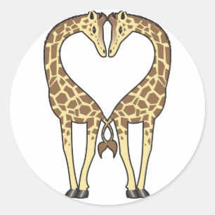 Giraffe Love Classic Round Sticker