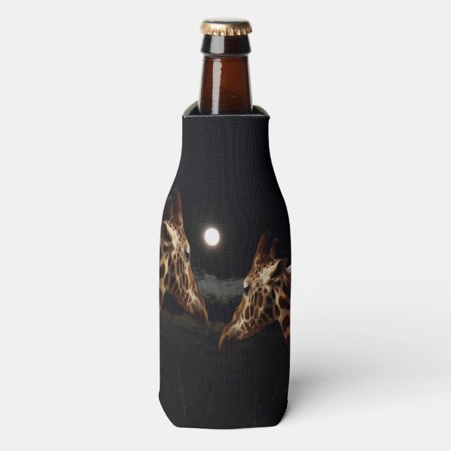 Giraffe Love In The Moonlight, Bottle Cooler (Bottle Front)
