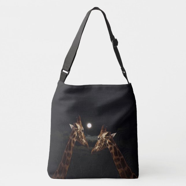 Giraffe Love In The Moonlight, Crossbody Bag (Back)