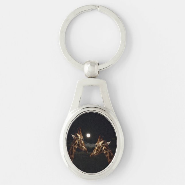 Giraffe Love In The Moonlight, Key Ring (Front)