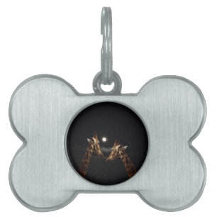 Giraffe Love In The Moonlight, Pet Tag