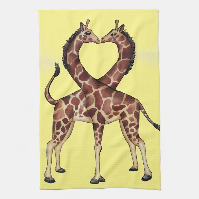 Giraffe Love kitchen towel (Vertical)