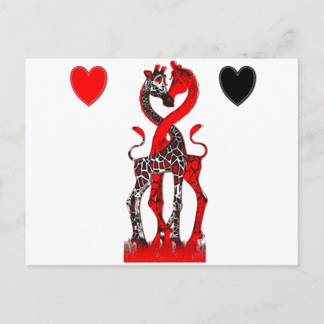 Giraffe Love - Passionate Red Postcard (Front)